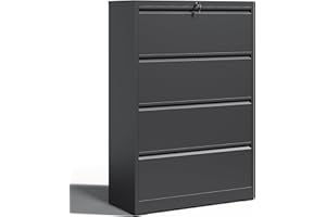 OPTYMIRA 4 Drawer Lateral File Cabinet with Lock Heavy Duty Large Metal Filing Cabinet Home Office Cabinets Wide Steel Cabinets for Legal/Letter Size,Assembly Required