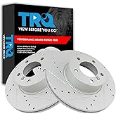 TRQ Performance Front Brake Rotor Set G Coated Vented Drilled and Slotted | For 2007-2021 BMW 230i 228i 320i 328i 328d 330i 428i 430i X1
