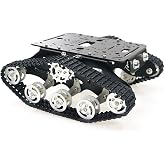 Professional Shock Absorption Metal Robot Tank Car Chassis with 2pcs High Torque DC Encoder Motor, Remote Control Smart Tracked Suspension Absorbing Vehicle Platform for Arduino/Raspberry Pie/Micobit