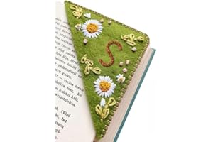 JEJIAKELL 26 Letters Personalized Hand Embroidered Corner Bookmark, Felt Triangle Page Stitched Corner Handmade Bookmark,Unique Cute Flower Letter Embroidery Bookmarks Accessories for Book Lovers (S, Summer)