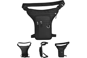 Thigh Bag with Leg Strap Multi-Pocket Adjustable Leg Bag Waterproof Waist Bag Zipper Closure Unisex 7.1x0.8x12.2in Drop Leg B