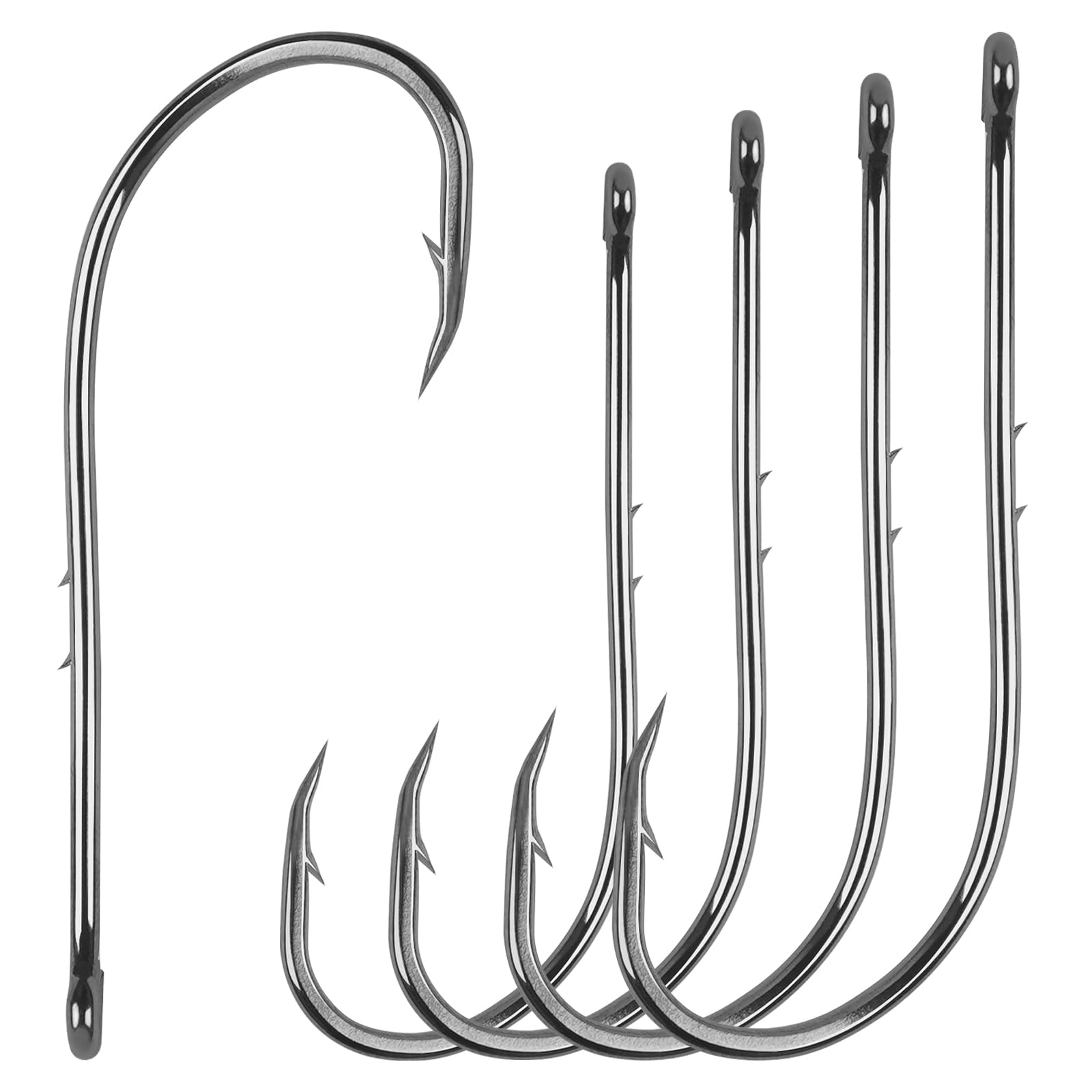Baitholder Fishing Hooks Long Shank Beak Bait Holder Hooks Black Offset Jig Fishing Hooks with 2 Barbs,Size:4#-6/0 (4#-50PCS)