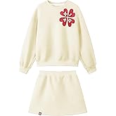 Kiuvinu Girls Skirt Sets 2 Piece Outfits Long Sleeve Heart Letter Print Tops Solid Color Skirt Fall Winter Clothes