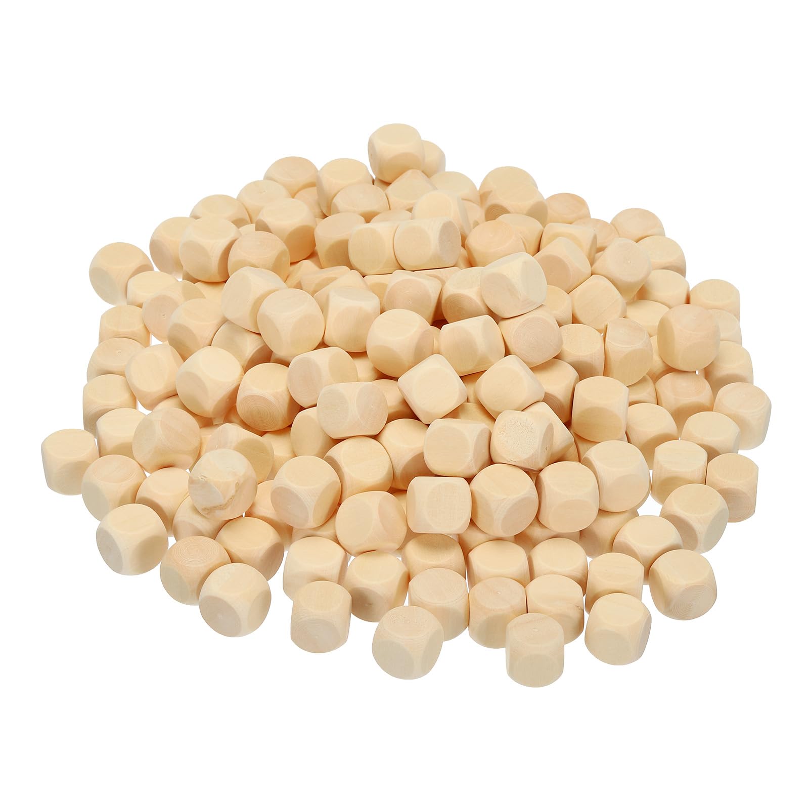 PATIKIL 14mm Blank Wooden Dice, 200 Pack Unfinished Wooden Blocks 6 Sided Wood Cube with Rounded Corners Square Wood Blocks for DIY Craft Projects