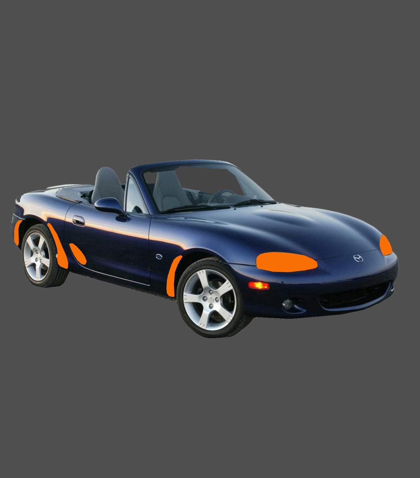 Wheelzone For mazda nb fl mx5 2003_CS0022 Stone Chip Protection Film Paint Protective Decal Stoneguard Protect Car - Front Arch + Rear Arch + Headlights