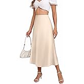 Women's Satin Skirts Dressy Casual 2025 Fall High Waisted Cocktail Silk Glossy Wedding Flowy Elegant A Line Long Skirt