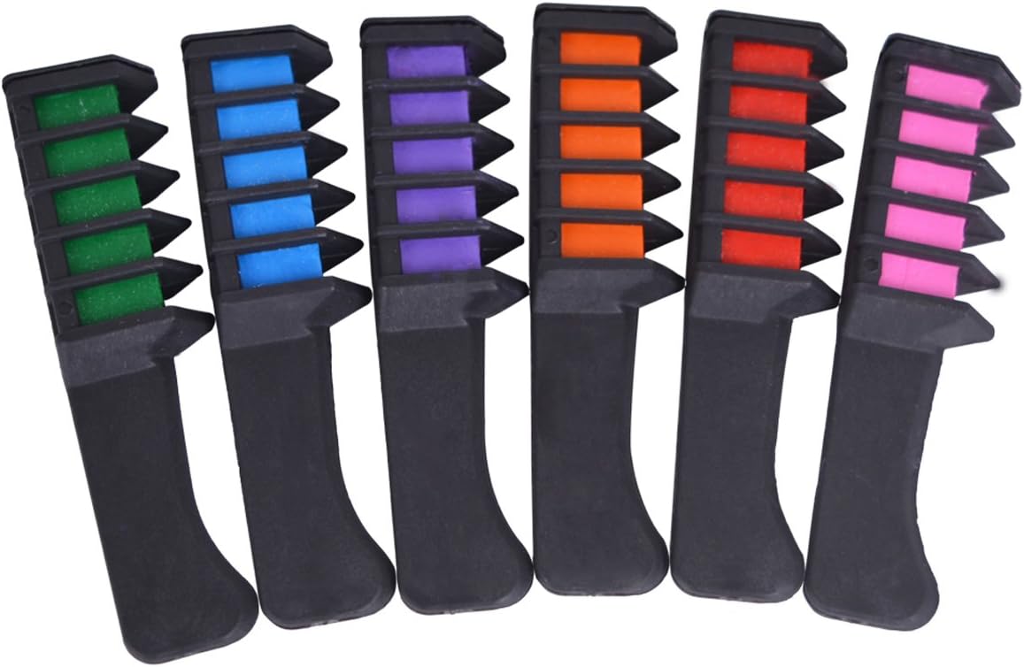 Sankuwen Hair Chalk Comb,6Pcs Mini Disposable Personal Salon Washable Hair Color Comb for Hair Dye Non Toxic and Safe for Kids
