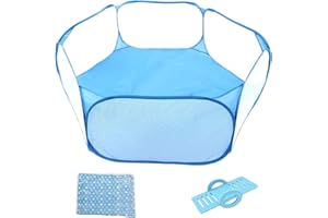HAMILEDYI Hamster Playpen Guinea Pig Playpen Bunny Breathable & Transparent Playpen with Mat for Chinchilla Hedgehog Rat Foldable and Easy to Carry
