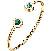 PROSTEEL Stainless Steel Birthstone Bracelet Jan - Dec Birthday,Jewelry for Women,2 Choices of Length, fit Wrist from 5.1''-7.6'' in Circumference, Come with Box