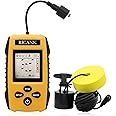 RICANK Portable Fish Finder, Handheld Fish Depth Finder Contour Readout Fishfinder Ice Kayak Shore Boat Fishing Fish Detector Device with Sonar Sensor Transducer and LCD Display Gear Fish Depth Finder