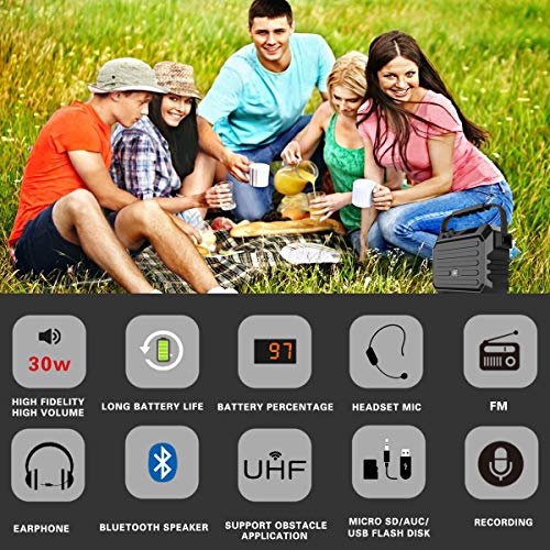 W WINBRIDGE Wireless PA System Portable, Voice Amplifier, Speaker with Microphone Bluetooth 30W Rechargable Sound System Life Saver Small Lightweigh WBH5