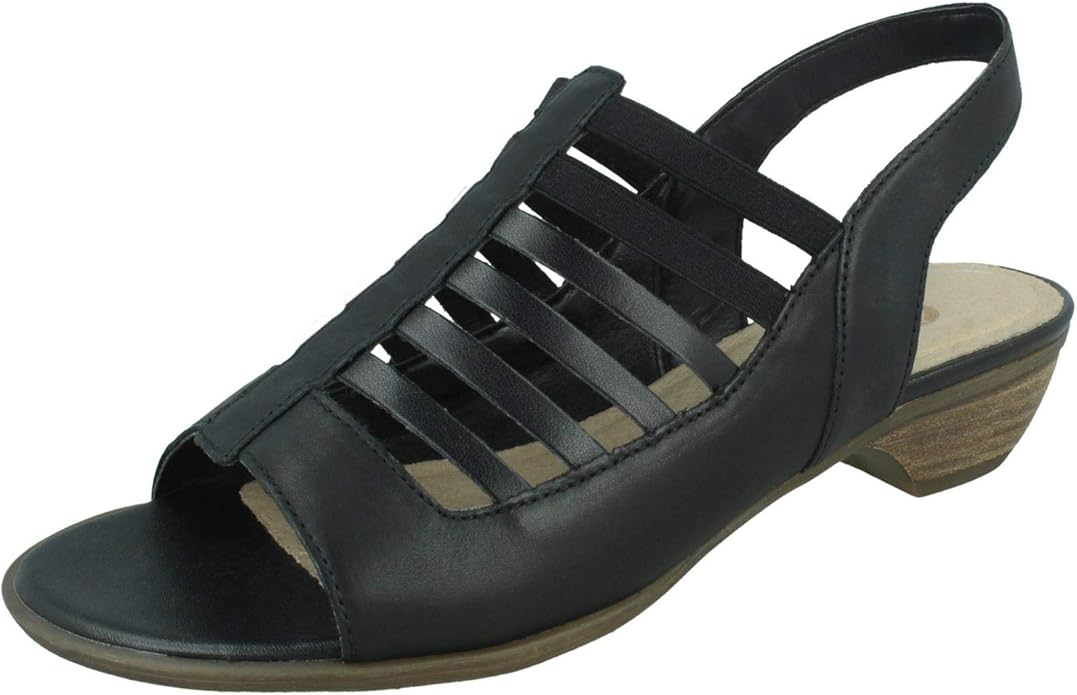 Amazon.com | Remonte Ladies Low Heel Sling Back Sandals R0853-01 - Black - UK Size 4 - EU Size 