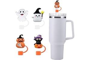 IOKUKI Silicone Straw Covers for Stanley 30&40 Oz Tumbler, 10mm/04in Straw Covers Cap for All 9-10mm Straws, Dust-Proof Reusable Protector Topper for Water Bottle - 4 PCS