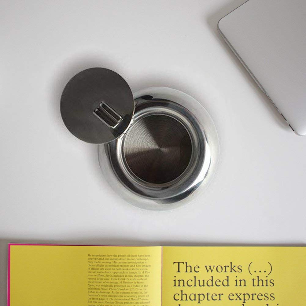 Ciaoed Stainless Steel Ashtray with Lid&Ciagarette Holder for Outdoor or Indoor