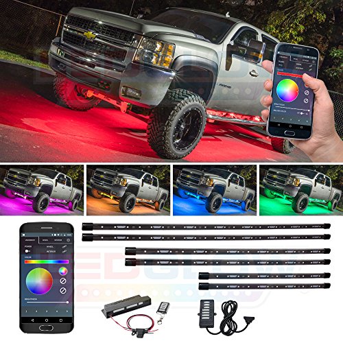 LEDGlow 6pc Million Color SMD LED Truck Underbody Underglow Lighting Kit - Bluetooth-Connected Smartphone App - 276 SMD LEDs - 16 Unique Fully Customizable Lighting Modes