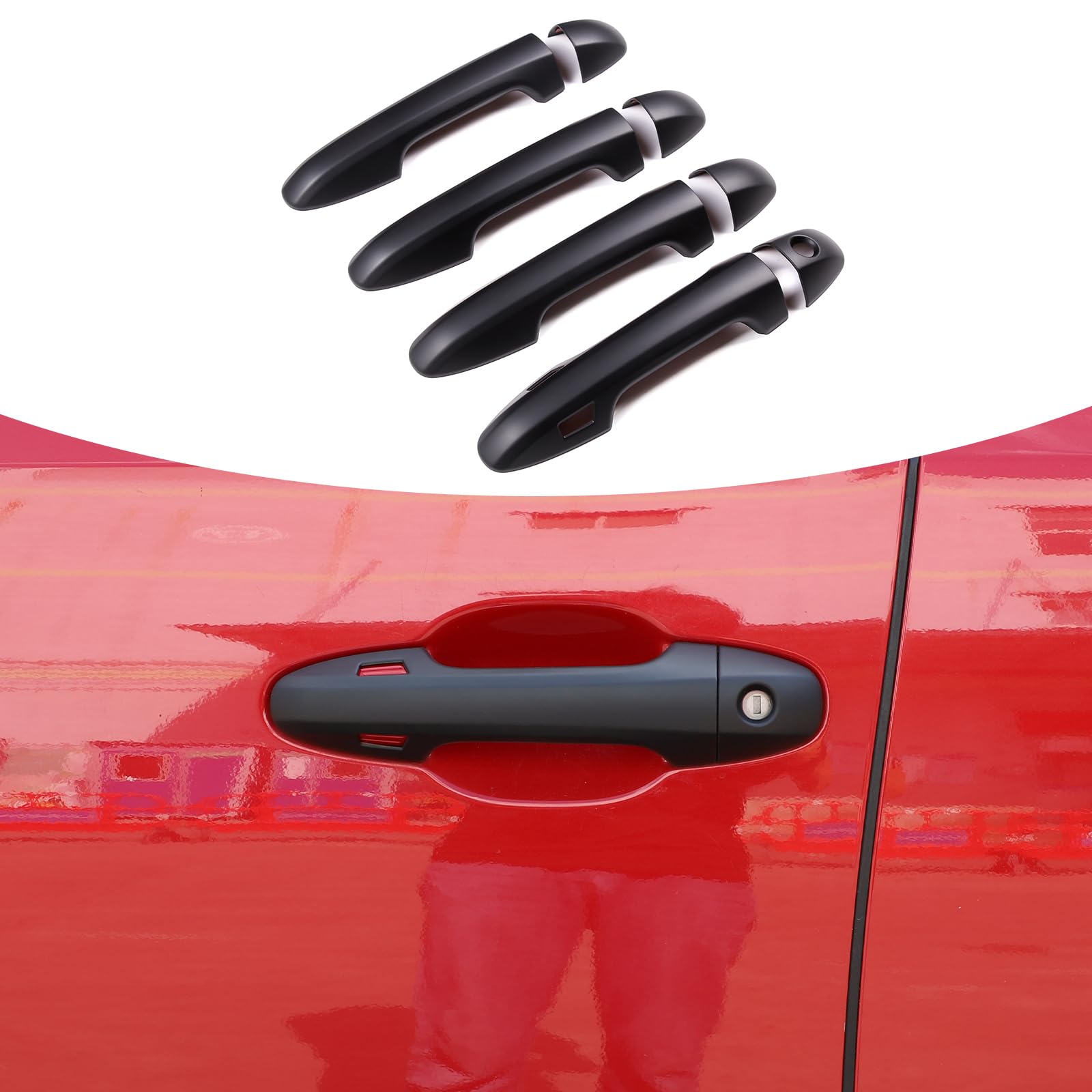 Photo 1 of LLKUANG Car Outer Door Handle Decoration Cover Trim Compatible with Toyota Tacoma 2015-2022 ABS Door Handle Protection Molding Strip Exterior Accessories (Matte Black)