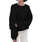 PRETTYGARDEN Womens Sweaters Spring 2026 Cable Knit Long Sleeve Crewneck Oversized Sweater Chunky Pullover Loose Outfits