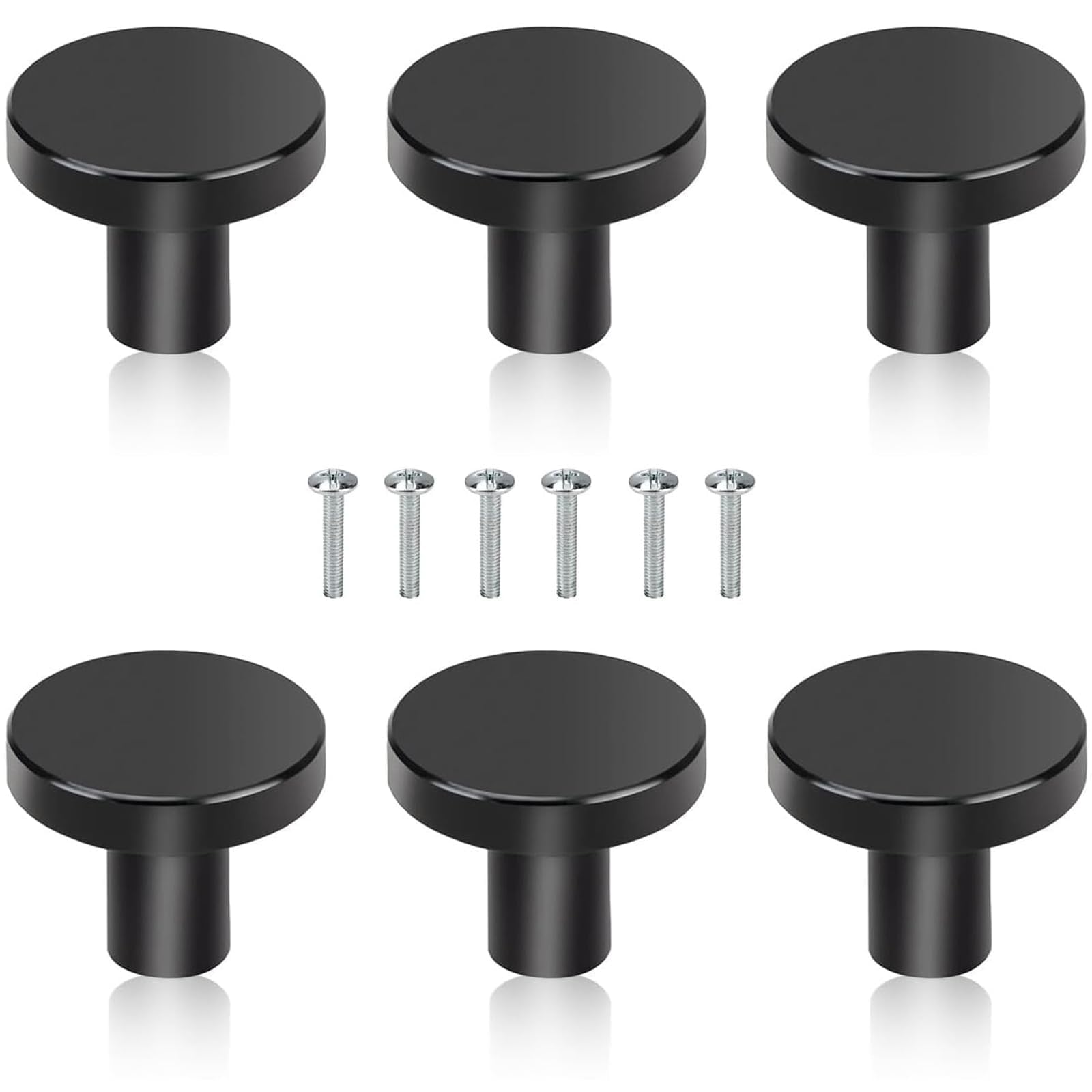 YSFVNP 6 Pcs Black Knobs - Easy to Use 25 Mm Cupboard Knobs for Cabinet Drawer Nightstand Tv Cabinet Closet Door Handle