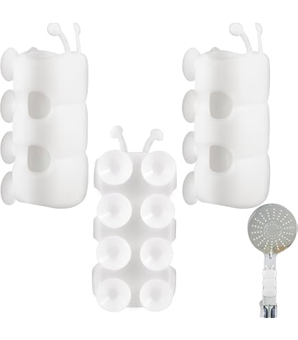 Adjustable Suction Cup Shower Head Holder - No Drill Installation, Universal Fit, Transparent White