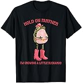 Hold On Partner I'm Growing A Little Buckaroo Frog Pregnancy T-Shirt
