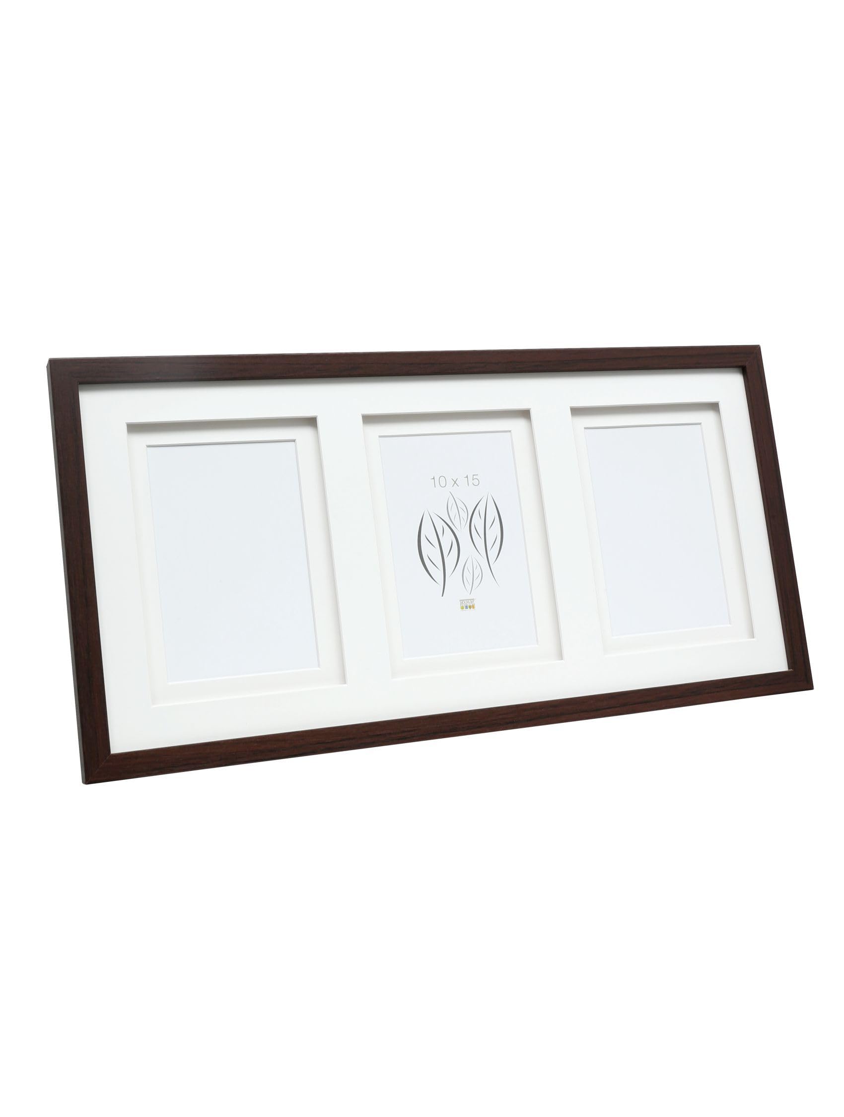 Deknudt Frames S65KQ3-10.0X15.0 Brown Wooden Photo Frame with Double Mat Framing for 3 Photos 48,5 x 24,5 x 2,3 cm — image 1