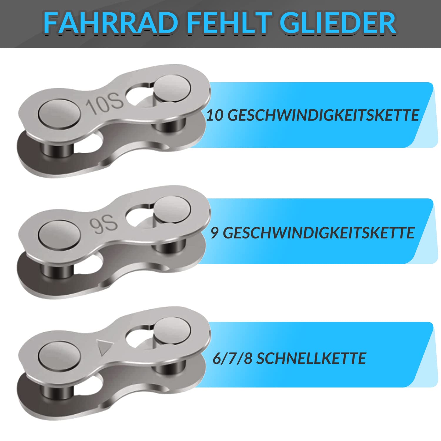 WOTOW Fahrrad Werkzeug für Fahrradkette - Fahrrad Kettenschloss Zange, Kettennieter, Kettenlehre und 3 paar Kettenschloss Fahrradkette für 6/7/8/9/10 Speed Kette, Reparaturwerkzeug für MTB Rennrad 6