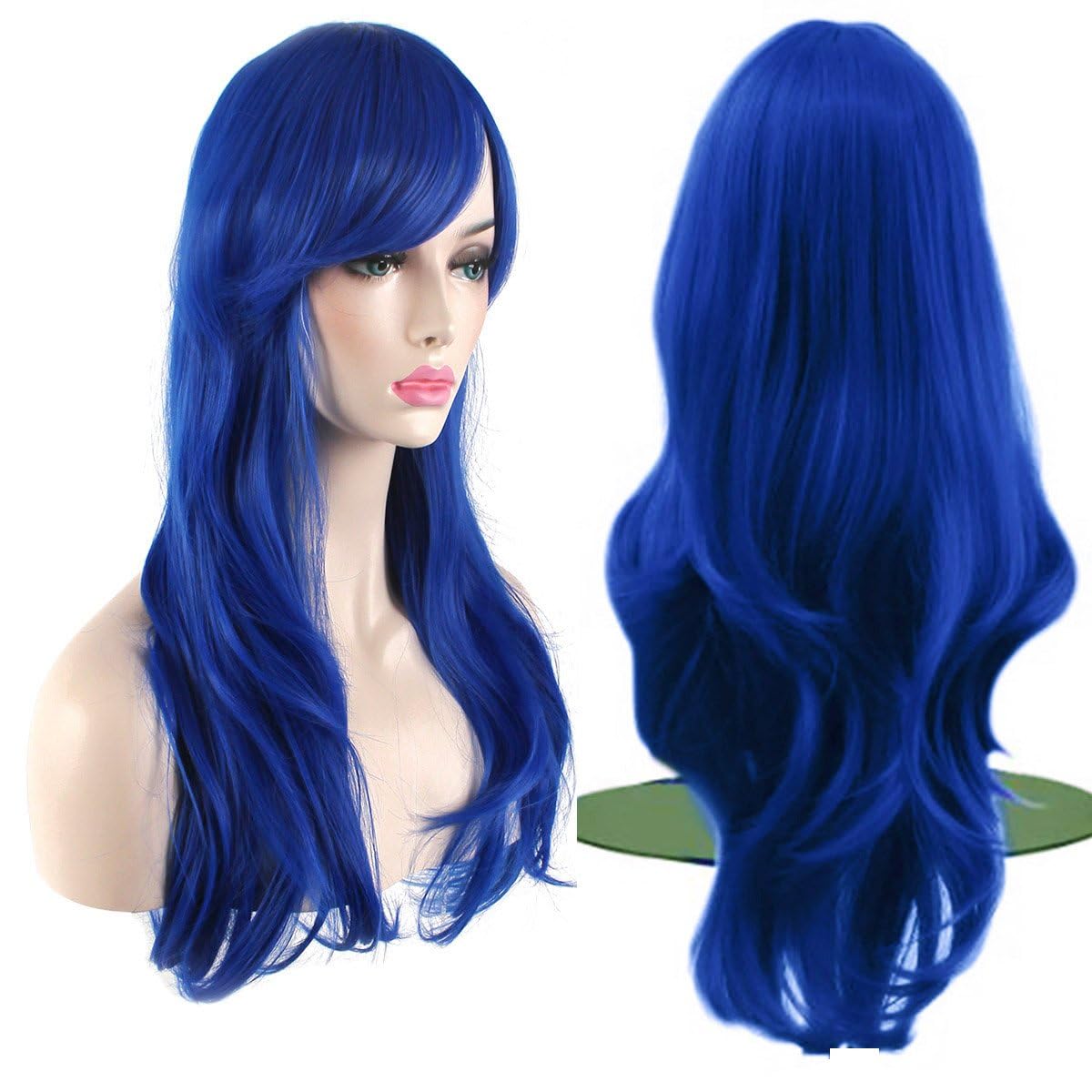 colorfulpanda Long Curly Cosplay Full Hair Wig Anime Halloween Costume Party Synthetic Wigs for Women Decoration Hair Accessories(28inch Royal blue)