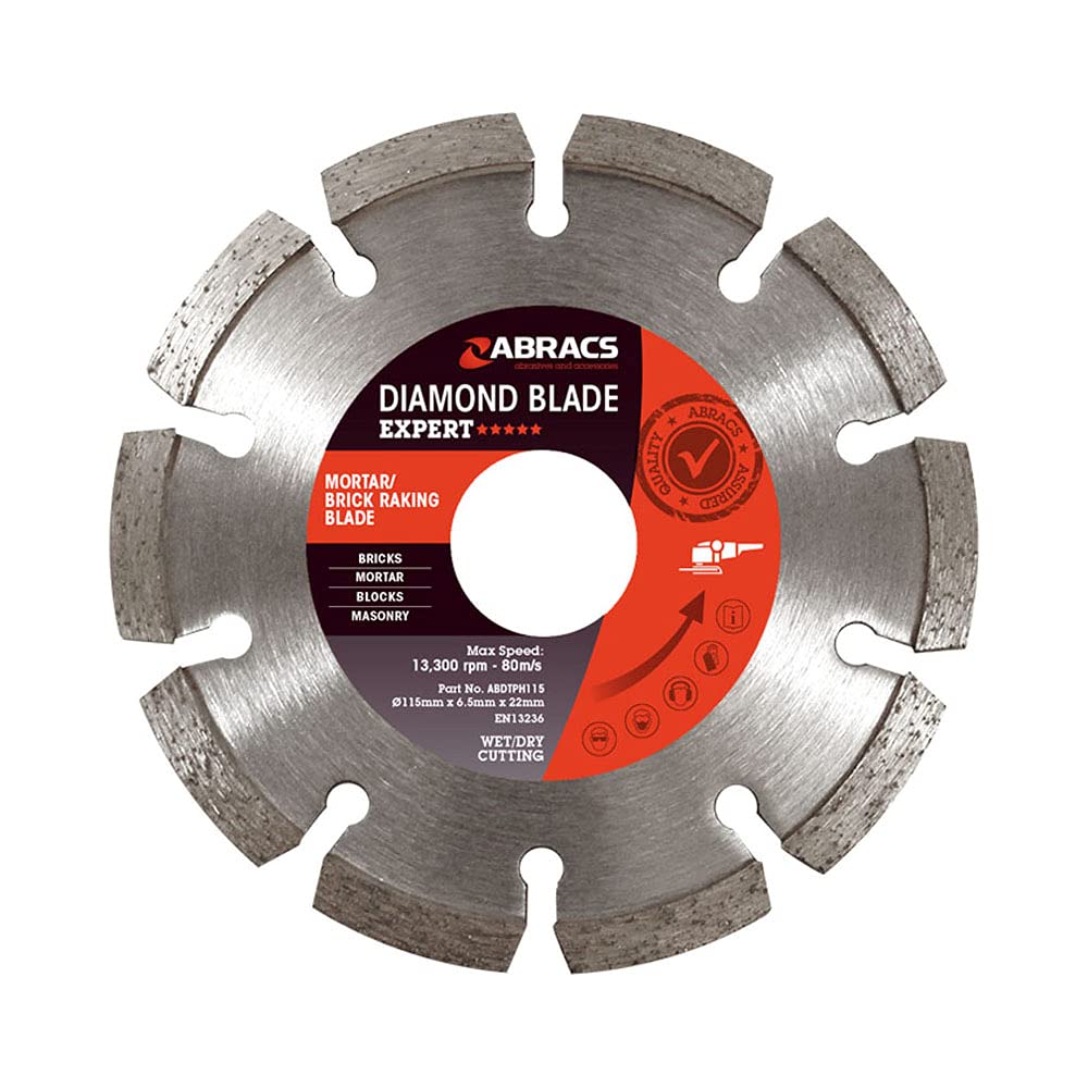 Abracs ABDBTPH125 Mortar/Brick Raking Diamond Blade - 125mm x 7mm x 22mm - Pack contains 1 piece