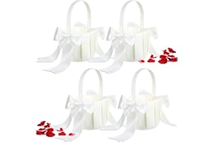 CUNHILL 4 Pieces Rustic Flower Baskets for Weddings Western Flower Basket for Anniversary, Wedding Banquet Party Supplies(Delicate Style)