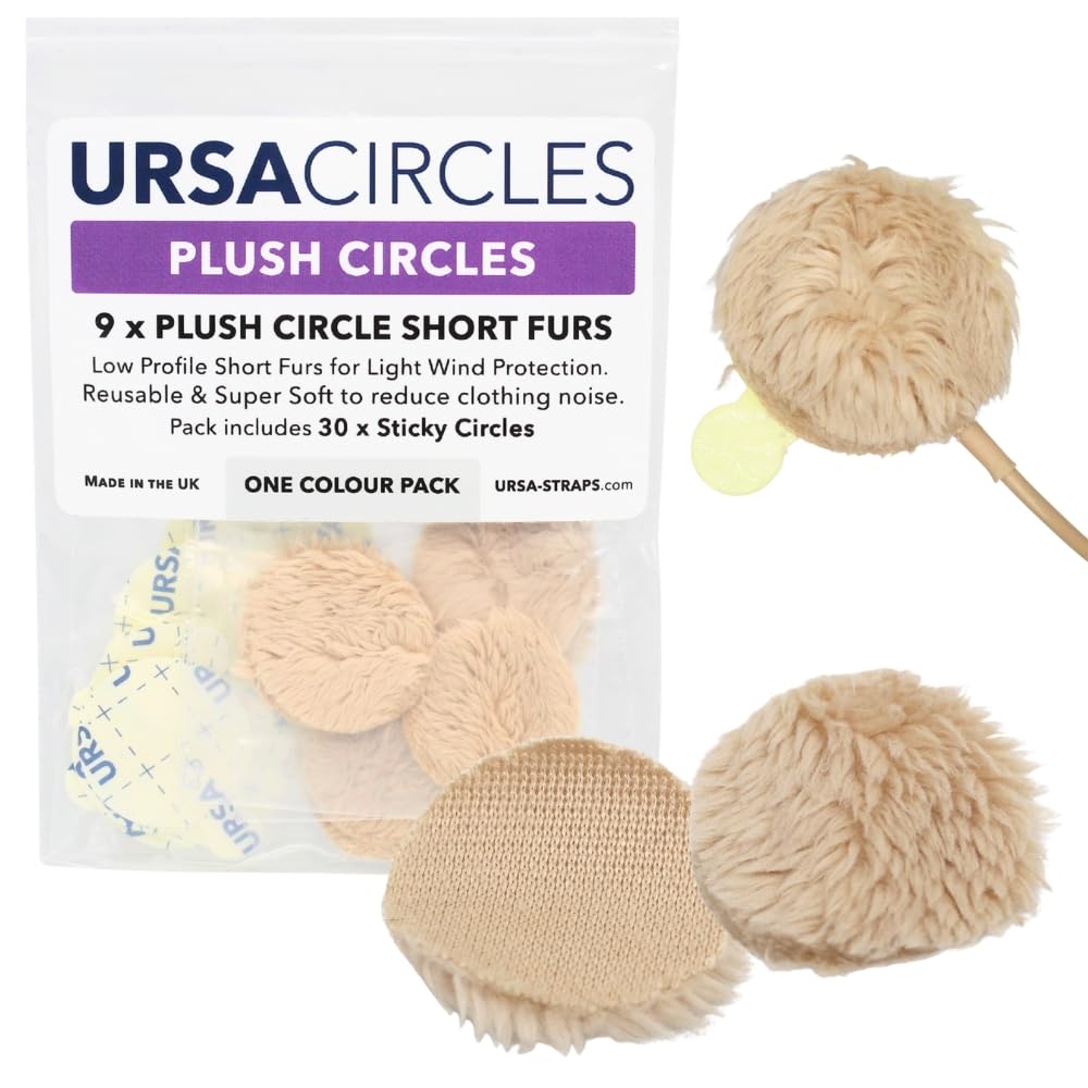 URSA Plush Circles - 5mm length short fur LAV covers. Reusable & Super Soft. 25mm Diameter (9x, Beige)
