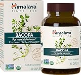 Himalaya Organic Bacopa Monnieri/Brahmi, Brain Supplement, Nootropic &amp; Brain Booster for Enhanced Mental Focus + Memory + Clarity, 60 Caplets, 750mg, 2 Month Supply