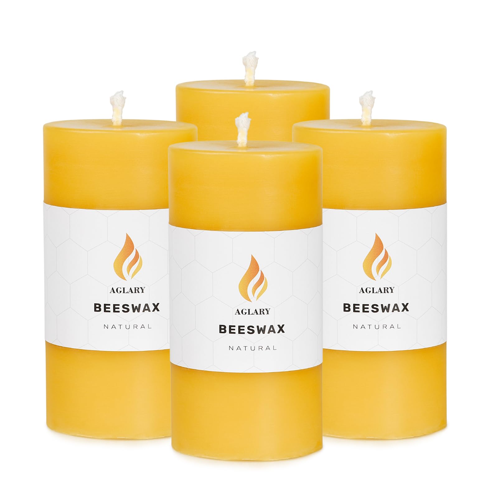 Photo 1 of AGLARY 4PCS Beeswax Pillar Candles,Large Handmade Pure Beeswax Candle,Long Lasting Burn Time?Unscented Smokeless?2 * 4",28H, Raw