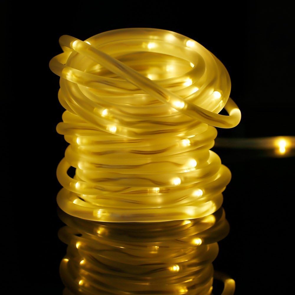 KEEDA Solar Rope Lights,39ft 100LED Tube Copper Wire Lights, Waterproof Outdoor Garden Light, Christmas Starry String Fairy Lights-Hollow Pipe-2 Light Modes-Warm White - Image 3