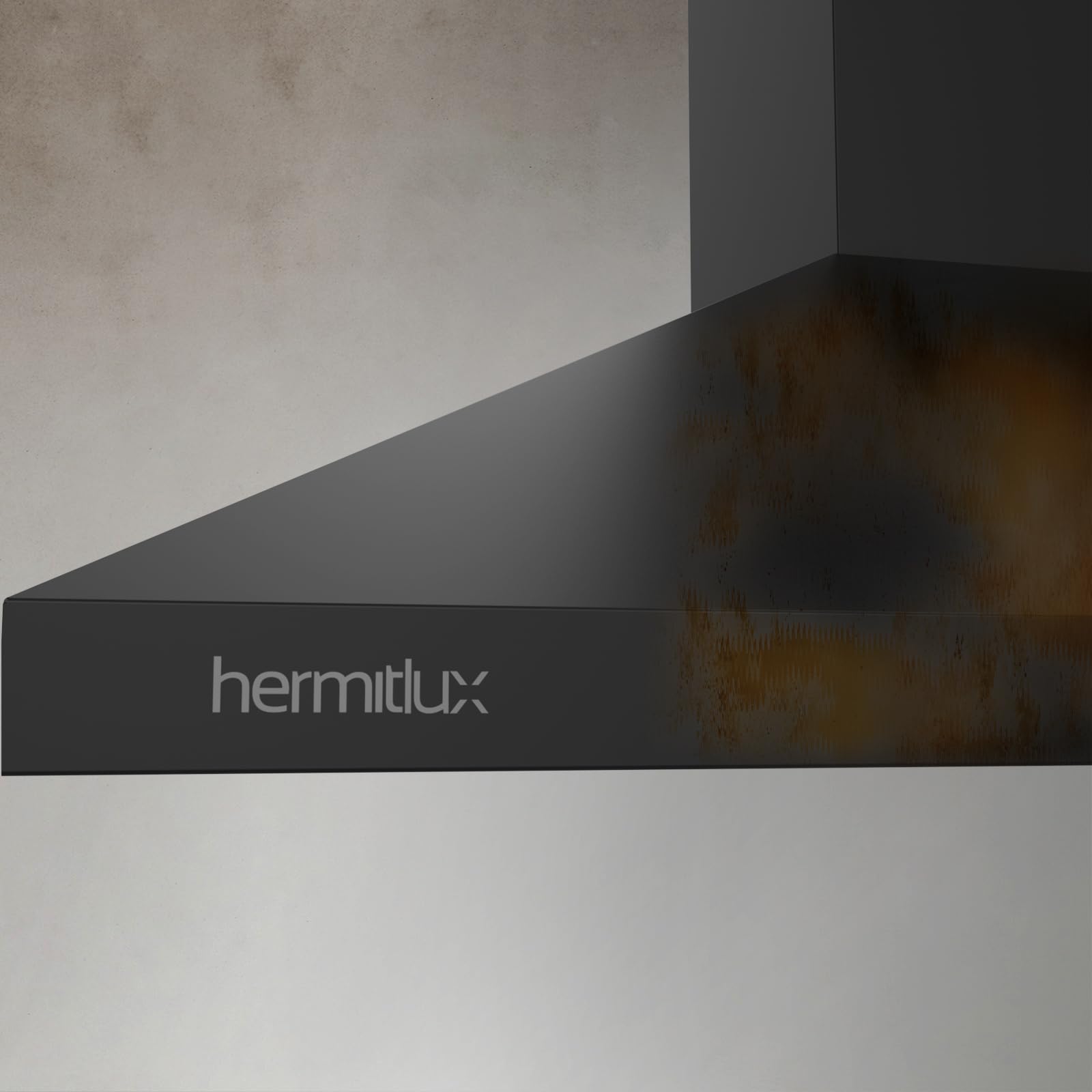 Hermitlux Range Hood 30 inch, Wall Mount Vent Hood for Kitchen with Charcoal Filter, Ducted/Ductless Convertible, Black