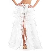 Skicuff Maxi Mesh Tulle Skirt White 47.24 Inches Long Detachable Wedding Train Dress Floor Length Overlay Long Tutu Skirts for Wedding Dress Prom Maxi Tulle Train for Bridal Birthday Bachelor Party