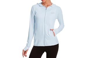 HUGUT Women's UPF 50+ Sun Protection UV Jacket - Zip Up Hoodie Long Sleeve Hiking Fishing SPF Performance Shirt with Thumbhole