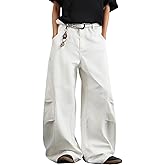 DFGIGT Men's Irregular Sutures Y2k Hip Hop Baggy Jeans Wide Leg Denim Pants Casual Loose Fit Trousers Streetwear