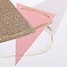 Ling's Moment 10 Feet Vintage Double Sided Glitter Triangle Flag Bunting Pennant Banner for Wedding Christmas New Year Eve Party Decor, Upgrade Glitter Version, Gold+White+Pink 15 Flags, Pack of 1