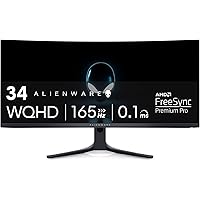 Alienware AW3423DWF Curved QD-OLED Gaming Monitor - 34-inch Quantum Dot OLED 0.1Ms 165Hz 21:9 Curved Display, 99.3% DCI-P3 Co