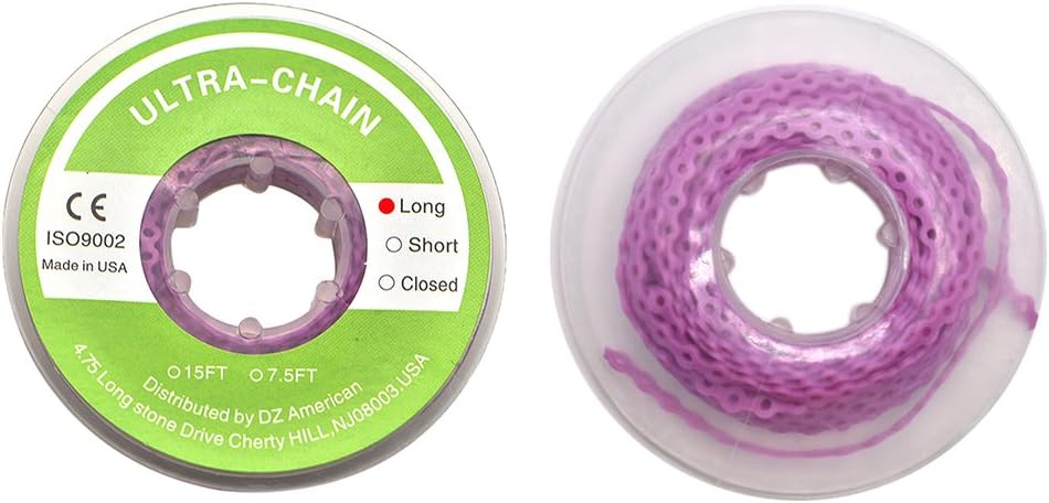 RZJZGZ Colorful Dental Orthodontic Elastic Chain Power Chains Brace Orthodontic Spool Elastic Rubber Band (Purple, Long)