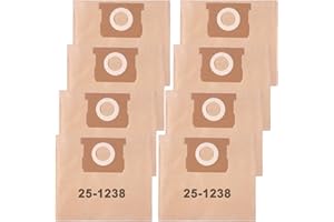 ZIBOPON 8 Pack 25-1238 Vacuum Bags Compatible with Stanley & Porter Cable 4 Gallon Wet/Dry Vacuum: SL18301-4B, SL18301-3B, PCX18301-4B, PCX18301-4C