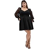 City Chic Women's Plus Size Dress - Alannah Mesh Sleeve Mini