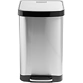Honey Can Do 50L Large Stainless Steel Step Trash Can with Lid TRS-08993 Silver
