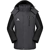 CAMELSPORTS Mens Winter Jacket Waterproof Warm Snow Ski Jackets Faux Fur Fleece Rain Coats with Removable Hood
