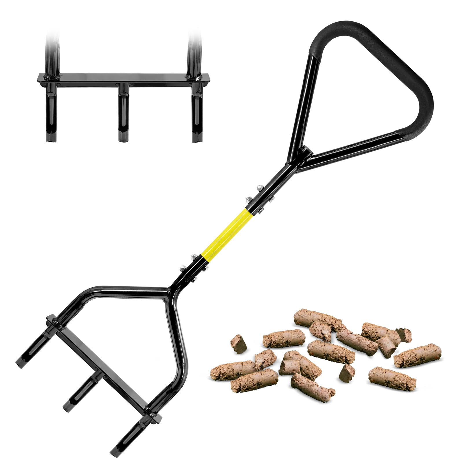 Photo 1 of JARDINEER Manual Push Lawn Aerator Coring Tool, Plug Aerators with 3 Hollow Tine, 5-Inch Deep Yard Aeration Tool, Soil Core Aerators with Wider Handle