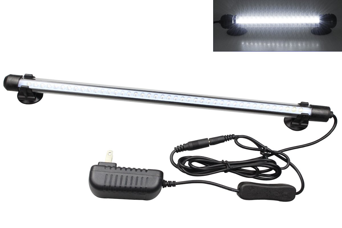 MingDak LED Aquarium Light, Fish Tank Light Under Water Light Submersible Crystal Glass Lights White Light/Blue Light