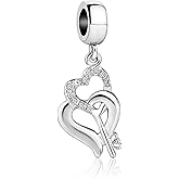 JMQJewelry Lock and Key Love Dangle Heart Rose Glod Plated Women Bead Charms Fits Pandora Bracelets