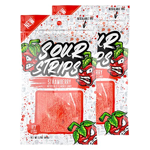 Sour Strips Strawberry Flavored Sour Candy Strips, Deliciously Sour