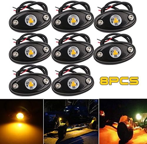 LEDMIRCY LED Rock Lights Yellow 8PCS for Off Road Truck Car Boat ATV SUV Waterproof High Power Underbody Neon Trail Lights Underglow Lights Interior Exterior Shockproof(8PCS-Yellow)