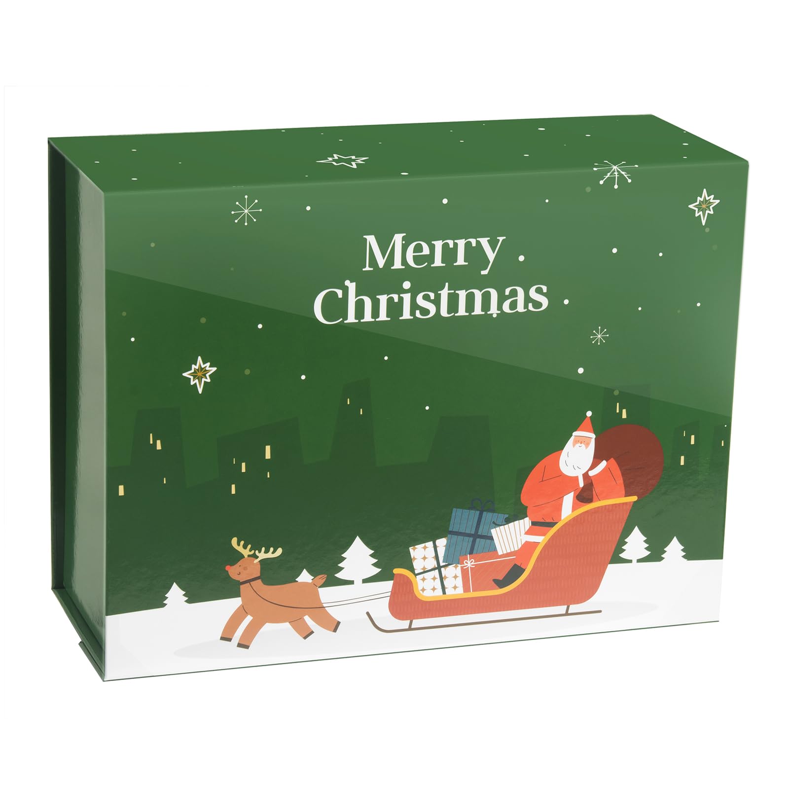 CHARMGIFTBOX Surprise Gift Box with Lid for Christmas, 8.2x7.1x2.9inches Green Gift Boxes for Presents, Foldable Magnetic Gift Box, Suitable for Christmas Wrapping